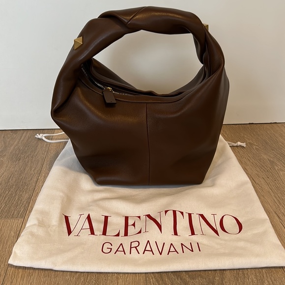 VALENTINO GARAVANI Small Roman Stud Leather Hobo Bag - Picture 1 of 5